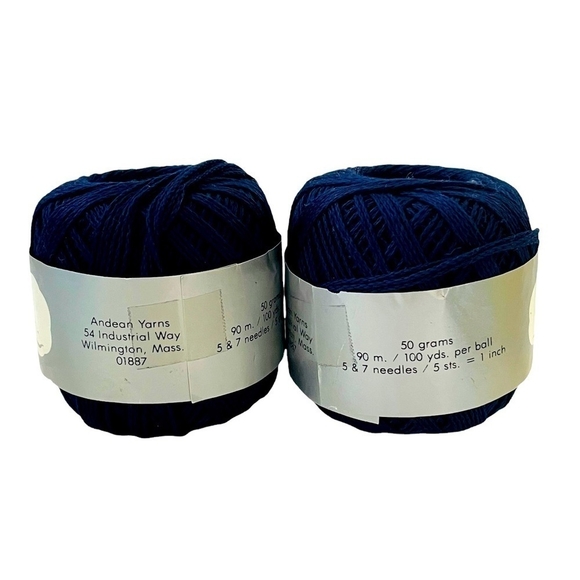 Lot of 2 Vintage Navy Blue PIMA COTTON Prime Peruvian Andean Yarns Knitting Yarn - Picture 4 of 4